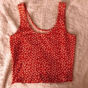 red floral crop top